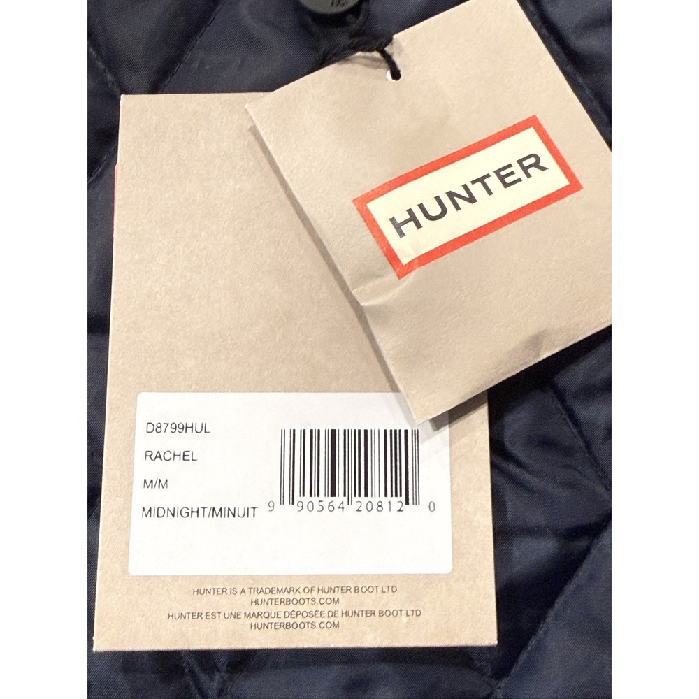 Hunter Rachel Quilted Jacket Women M Blue Snap Button Mid-Length Nylon Coat - Picture 14 of 15
